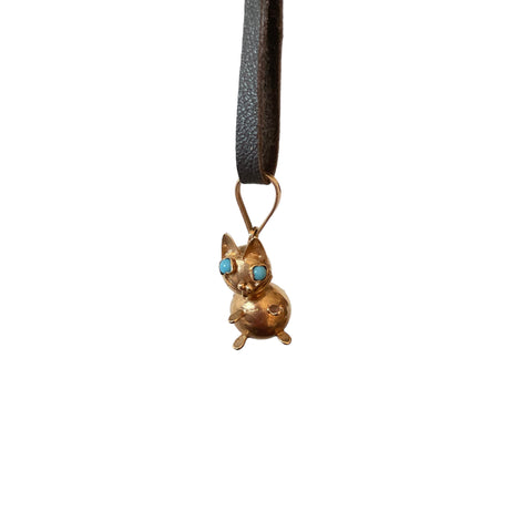 Cat with the Turquoise Eyes Charm Necklace