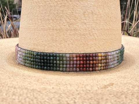 Indian Plum Agate Beaded Hatband