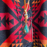 Turquoise Pendant Necklace on Leather Cord
