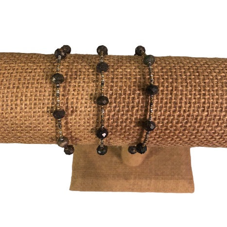 Indian Agate Gemstone Leather Wrap Bracelet