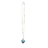 Turquoise Zurite Heart Charm Necklace