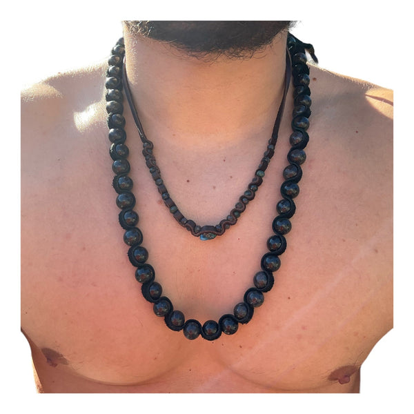 Black Opal Bison Leather Necklace