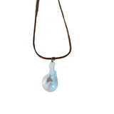 Baroque Pearl on Leather Cord Necklace