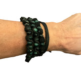 Emerald Leather Wrap Bracelet