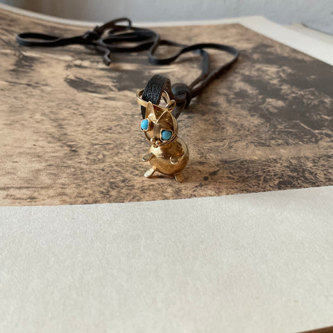 Cat with the Turquoise Eyes Charm Necklace
