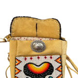 Large Bear Paw Hand-beaded Medicine Side Bag with Turquoise