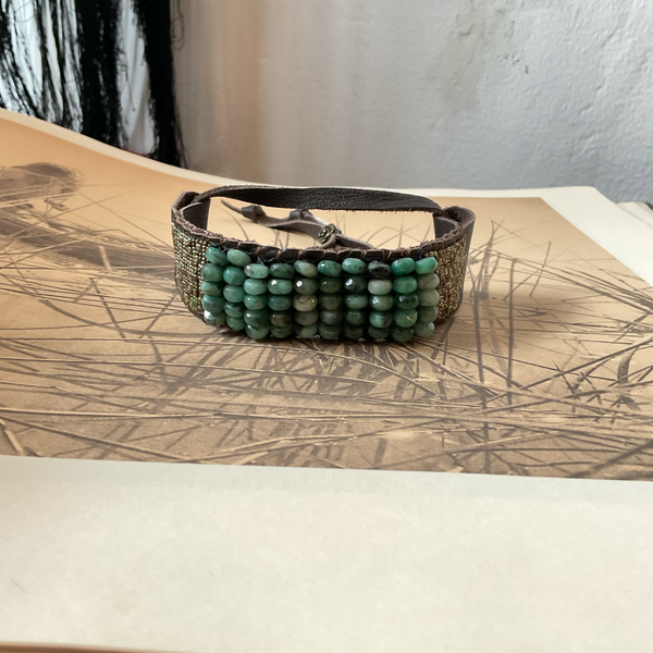Emerald Leather Bracelet