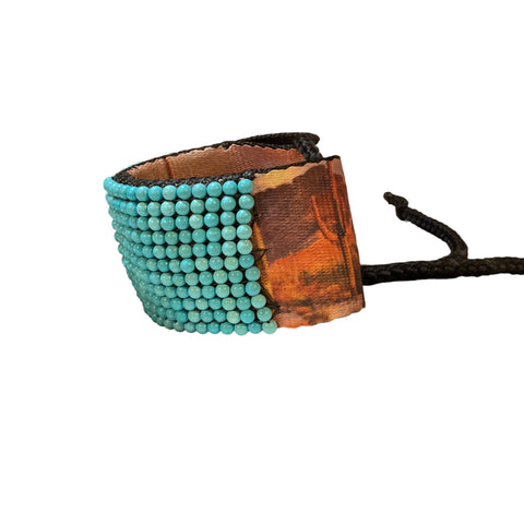 Turquoise Beaded Bracelet with Webbing