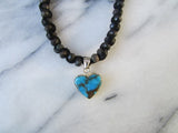 turquoise heart with black opal