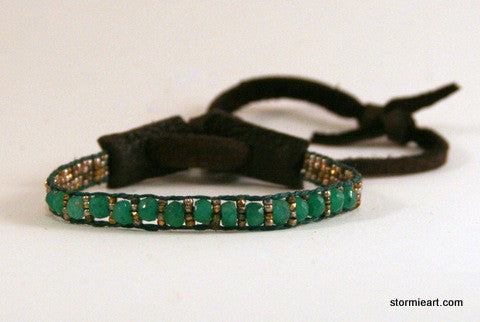 Emerald Bison Button Bracelet