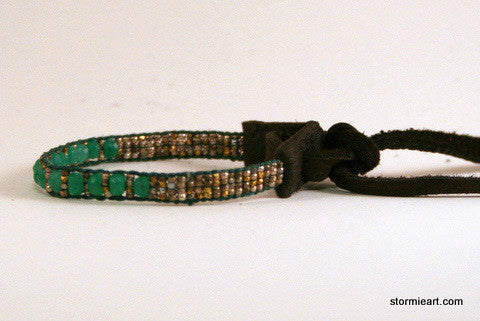 Emerald Seeds of Life Beaded Bracelet