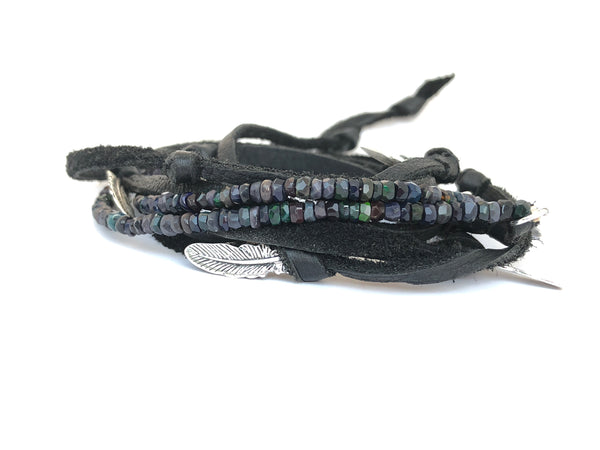 Natural Black Rainbow Opal Bracelet