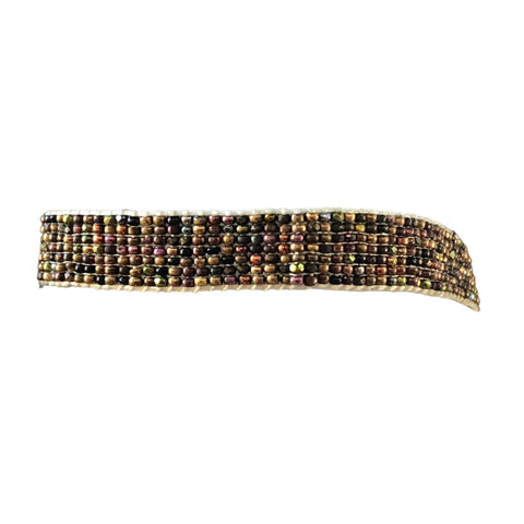 14-karat Gold Ruby Spinel Leaf Design Beaded Bracelet