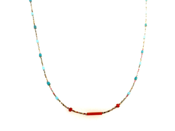 Red & Powder Blue Necklace