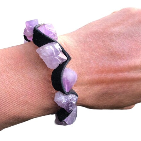 Purple Amethyst Leather Bracelet