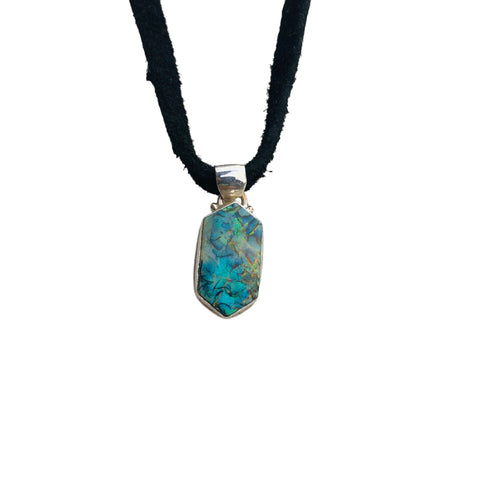 Octagon Shape Opal Pendant Necklace
