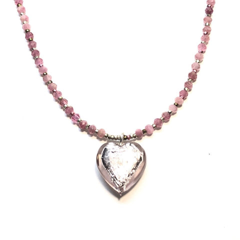 Pink Tourmaline Heart Necklace
