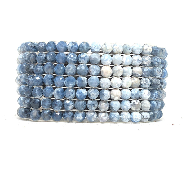 blue agate beaded bracelet